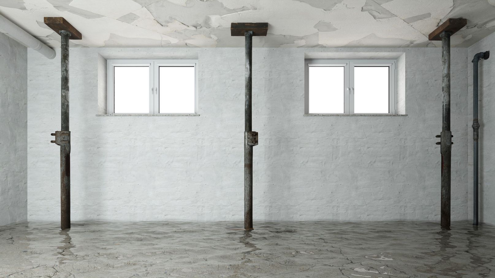 A damaged basement